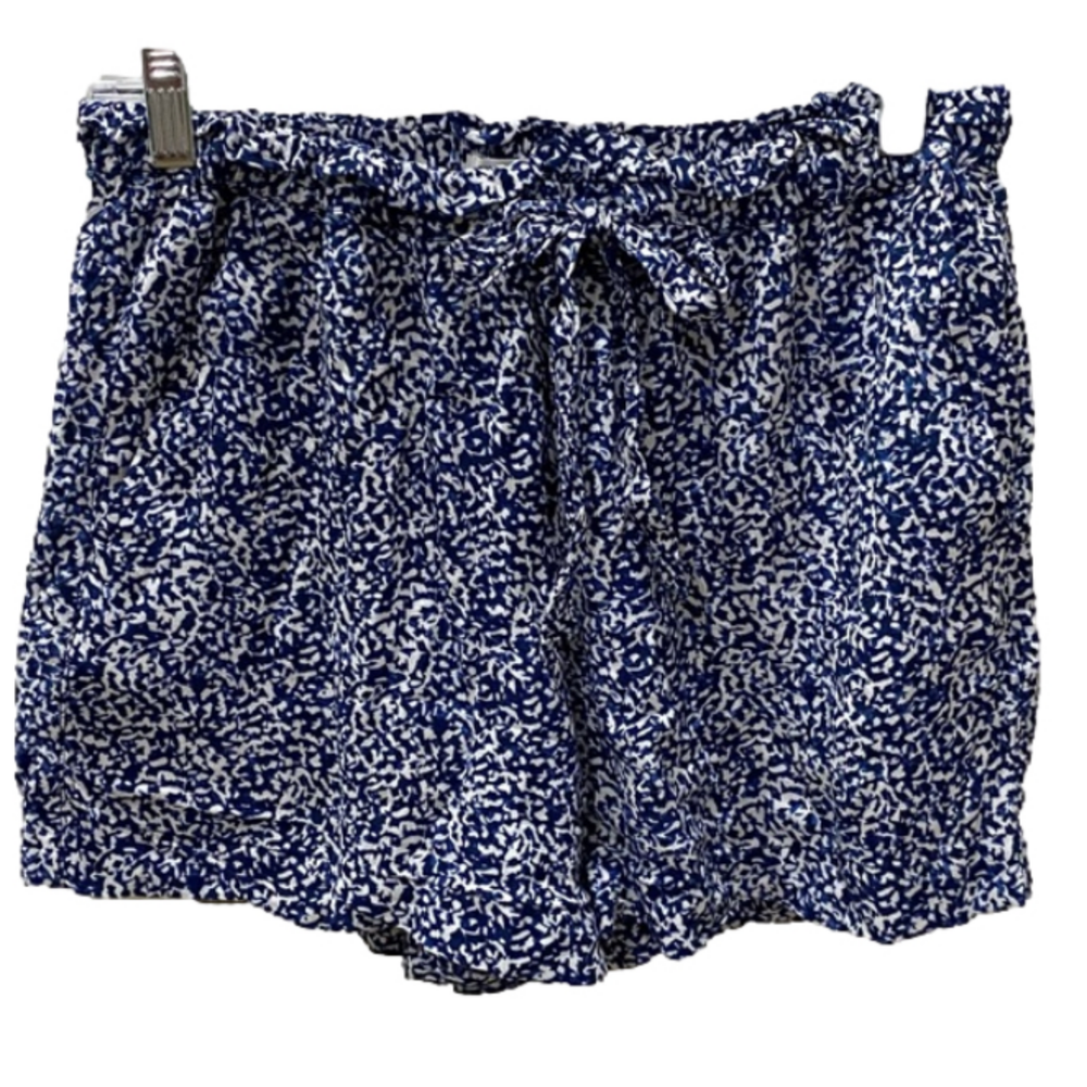 Madewell Drawstring Drapey Pull-On Shorts in Bengali Blockprint Blue Size XS